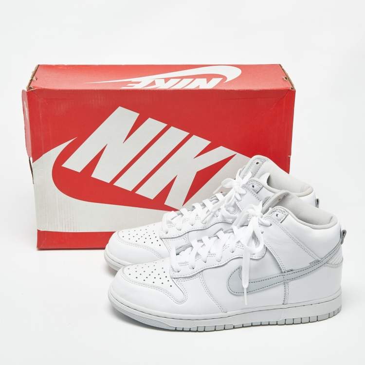 مملوكة مسبقًا حذاء رياضي نايك دانك هاي جلد أبيض رقبة عالية مقاس 43