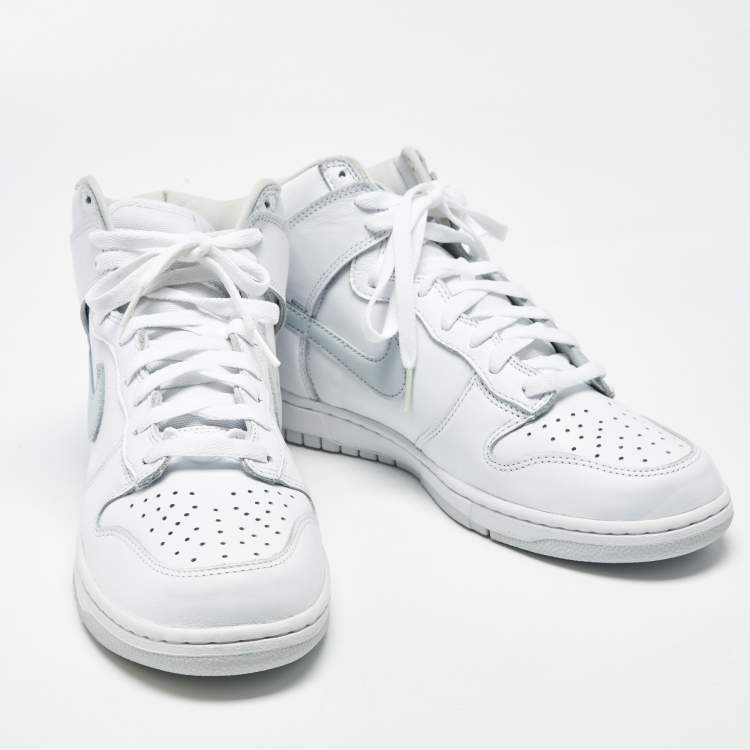 مملوكة مسبقًا حذاء رياضي نايك دانك هاي جلد أبيض رقبة عالية مقاس 43