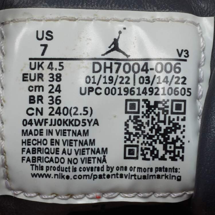 Pre Owned Nike Air Jordan 1 Low Size 38 Grey Leather Elevate "UNLV" Low Top Sneakers