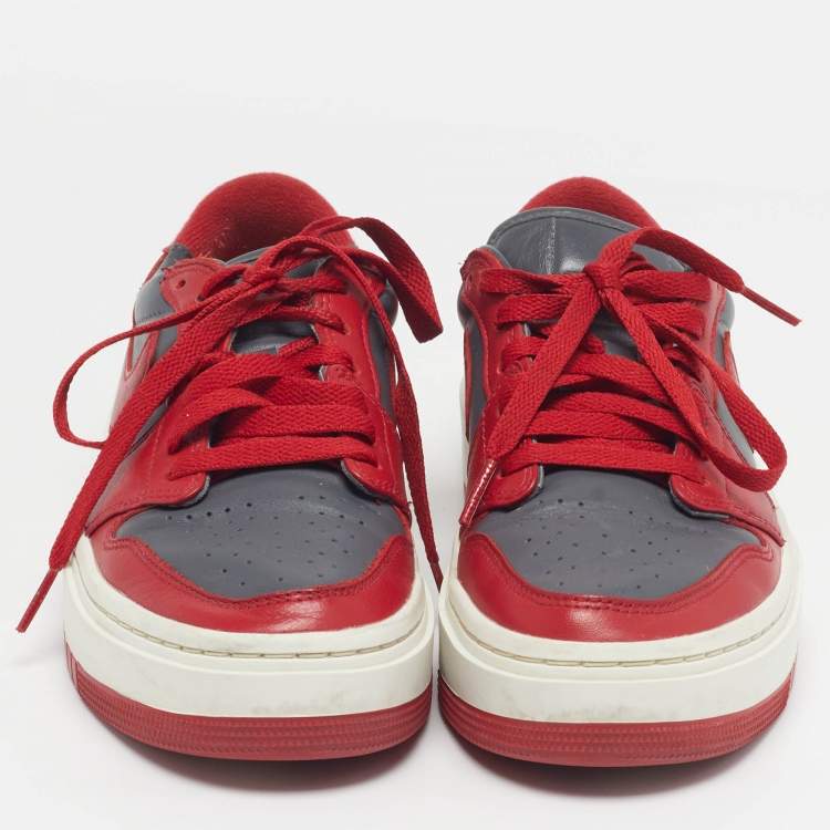 Pre Owned Nike Air Jordan 1 Low Size 38 Grey Leather Elevate "UNLV" Low Top Sneakers