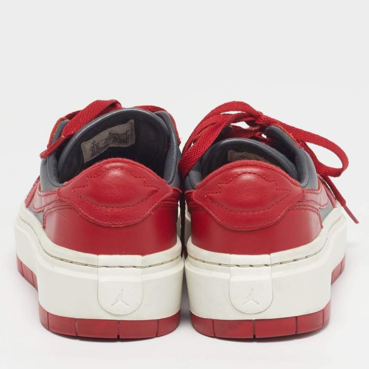 Pre Owned Nike Air Jordan 1 Low Size 38 Grey Leather Elevate "UNLV" Low Top Sneakers