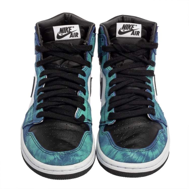 Pre Owned Nike Jordan Multicolor Leather Air Jordan 1 Retro Tie-Dye High Top Sneakers Size 38.5
