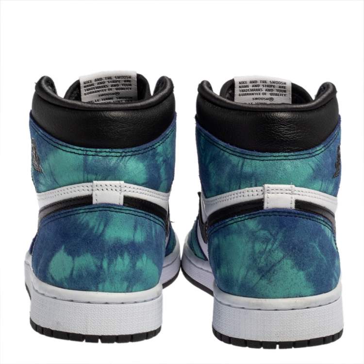 Pre Owned Nike Jordan Multicolor Leather Air Jordan 1 Retro Tie-Dye High Top Sneakers Size 38.5