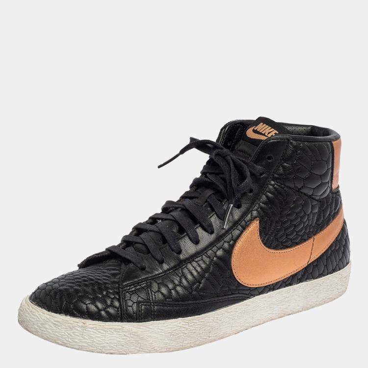 Nike black leather high best sale tops womens