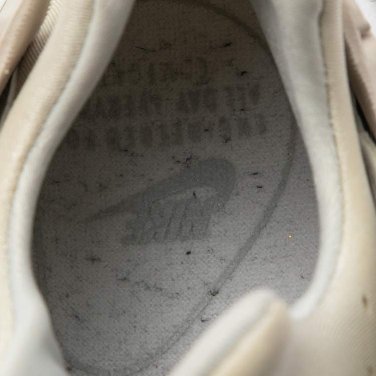 Pre Owned Nike Air Grey/Beige Fabric And Python Embossed Leather Huarache Sneakers Size 39