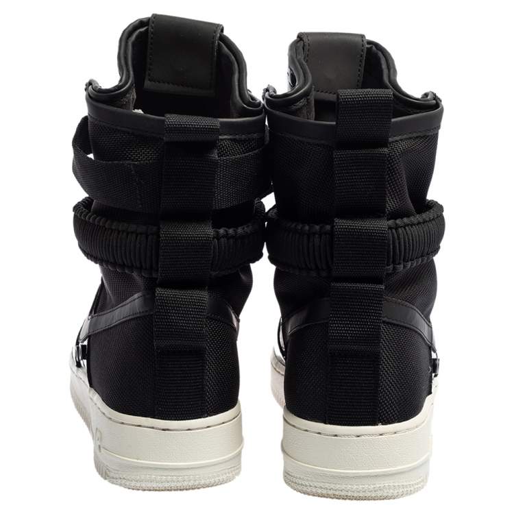 Pre Owned Nike Air Force 1 Black Patent Leather And Nylon Special Force Sneakers Size 42