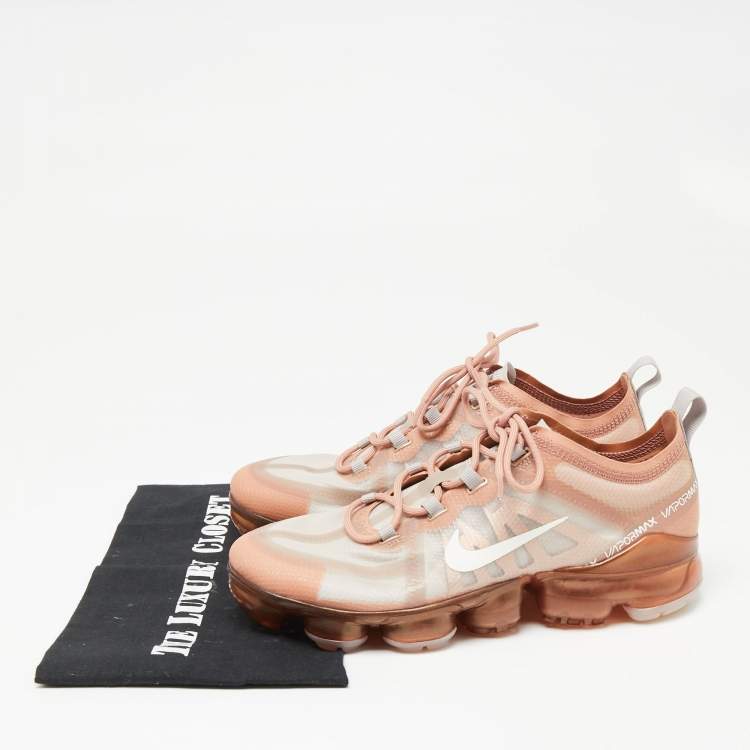Pre Owned Nike Air Vapormax  Orange/Grey PVC  Lace Up Sneakers Size 40