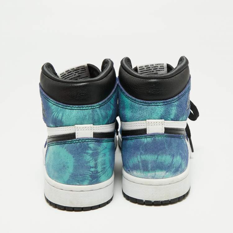 Pre Owned Nike Jordan Multicolor Leather And Fabric Air Jordan 1 Retro Tie-Dye High Top Sneakers Size 38.5