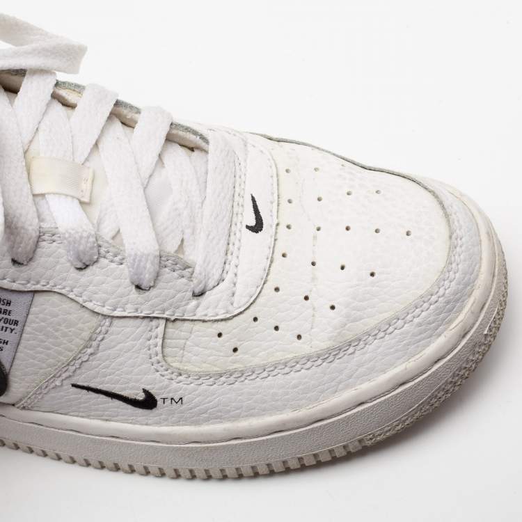 Pre Owned Nike White/Black Leather Nike Air Force 1 Utility Low Top Sneakers Size 38