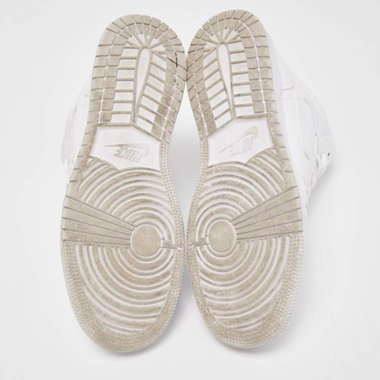Pre Owned Air Jordans White Leather Air Jordan 1 Triple White Sneakers Size 40