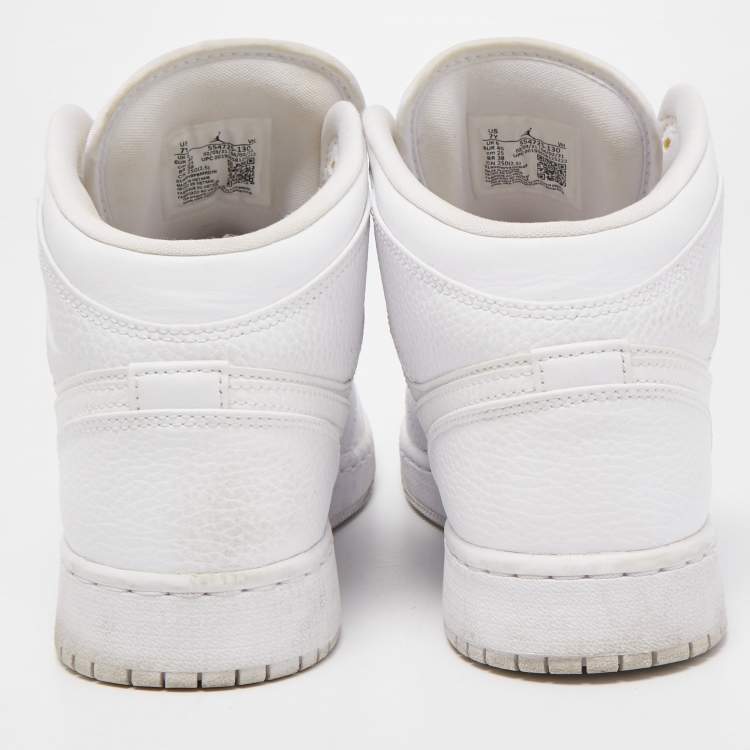 Pre Owned Air Jordans White Leather Air Jordan 1 Triple White Sneakers Size 40