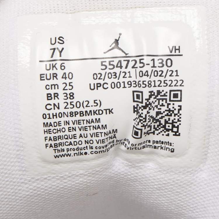 Pre Owned Air Jordans White Leather Air Jordan 1 Triple White Sneakers Size 40