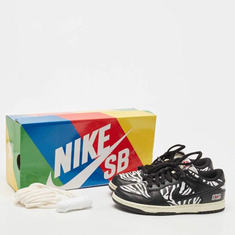 Pre Owned Nike Black Leather SB Dunk Low Sneakers Size 38.5