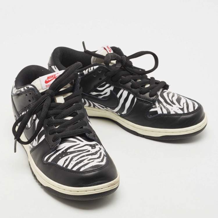Pre Owned Nike Black Leather SB Dunk Low Sneakers Size 38.5