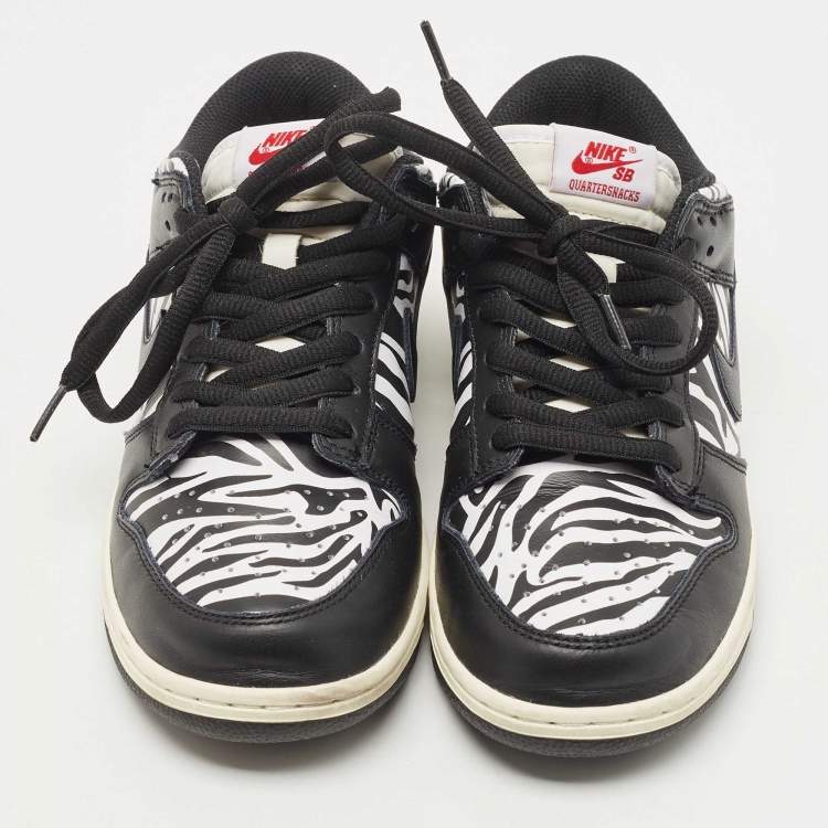 Pre Owned Nike Black Leather SB Dunk Low Sneakers Size 38.5