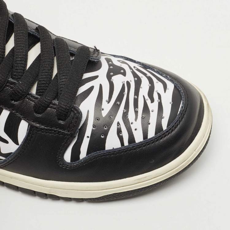 Pre Owned Nike Black Leather SB Dunk Low Sneakers Size 38.5