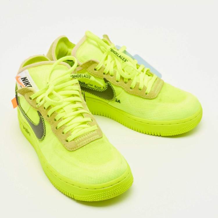 Pre Owned Nike Air Green Suede and Mesh Force 1 Low Sneakers Size 36.5