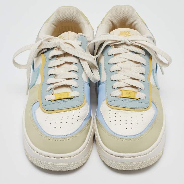 Pre Owned Nike Multicolor Leather Air Force 1 Low Shadow Ocean Cube Sneakers Size 37.5