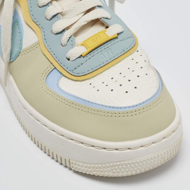Pre Owned Nike Multicolor Leather Air Force 1 Low Shadow Ocean Cube Sneakers Size 37.5