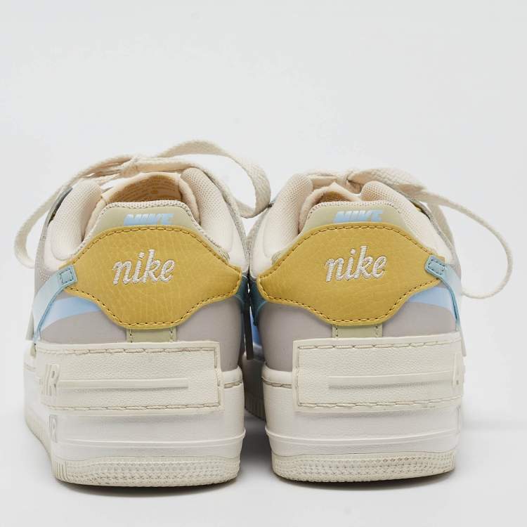 Pre Owned Nike Multicolor Leather Air Force 1 Low Shadow Ocean Cube Sneakers Size 37.5