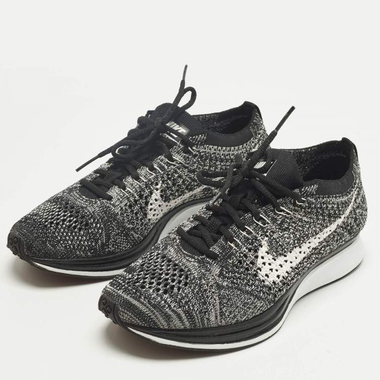 Pre Owned Nike x Sacai White/Black Knit Fabric Racer Oreo 2  Lace Up Sneakers Size 36.5       