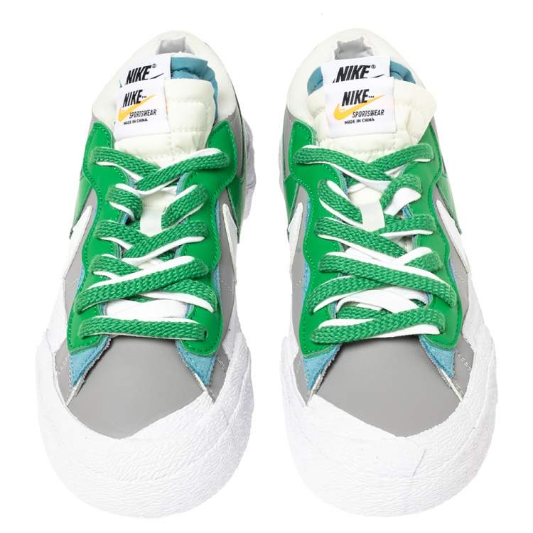 Pre Owned Nike X - Sacai - Blazer Grey/Green Leather Low Top Sneakers Size 38.5