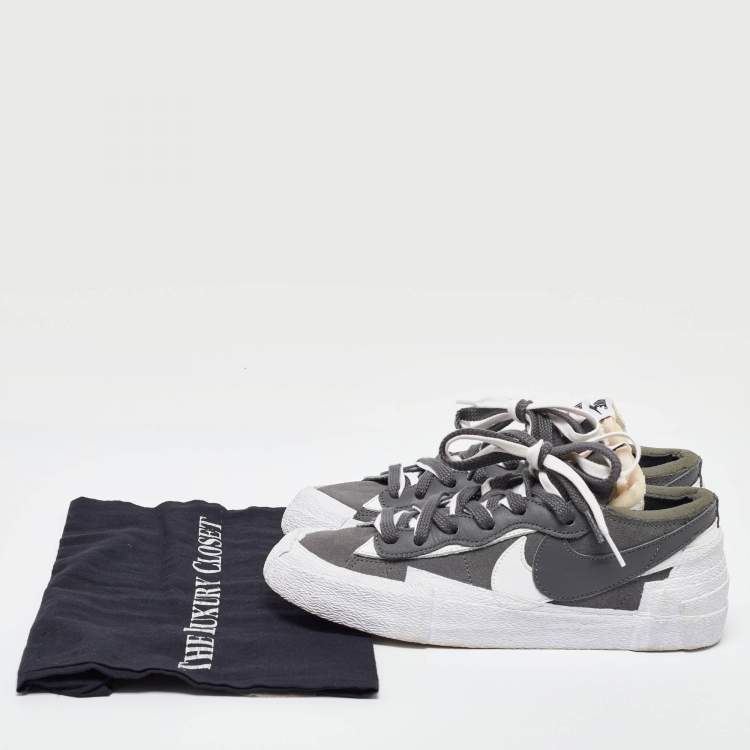 Pre Owned Nike x Sacai Grey Suede Blazer Low Iron Grey Sneakers Size 40