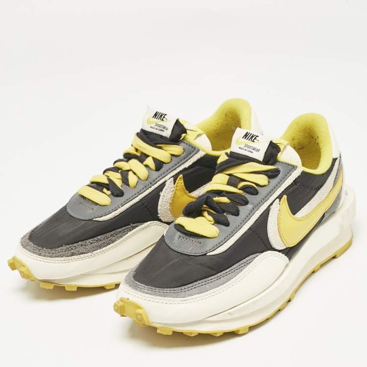 Pre Owned Nike x Sacai Multicolor Leather and Suede LD Waffle Undercover Black Bright Citron Sneakers Size 38.5