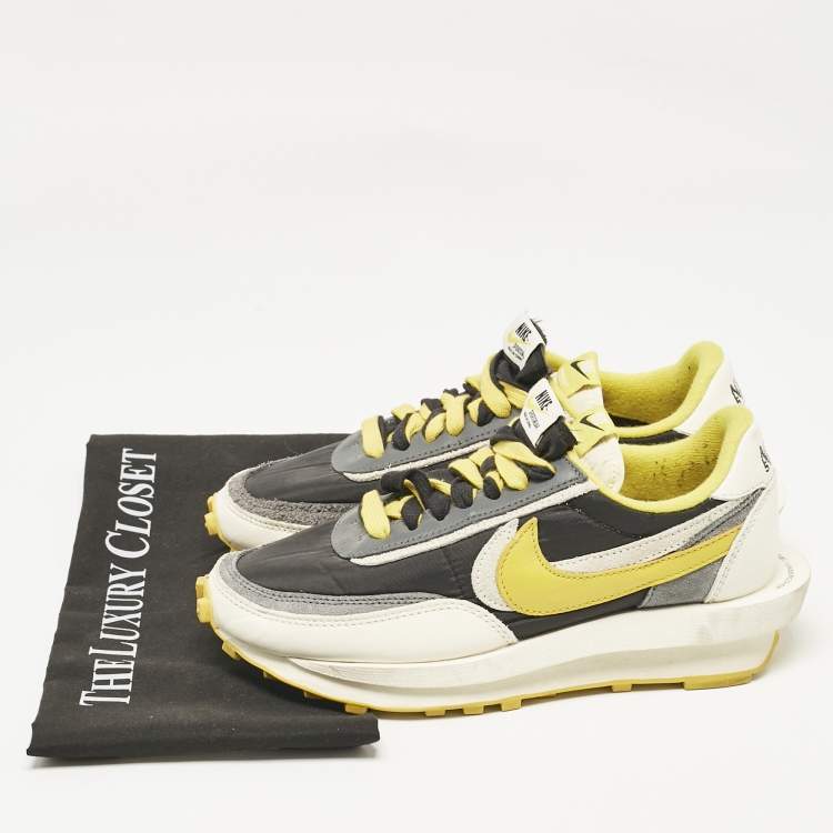 Pre Owned Nike x Sacai Multicolor Leather and Suede LD Waffle Undercover Black Bright Citron Sneakers Size 38.5