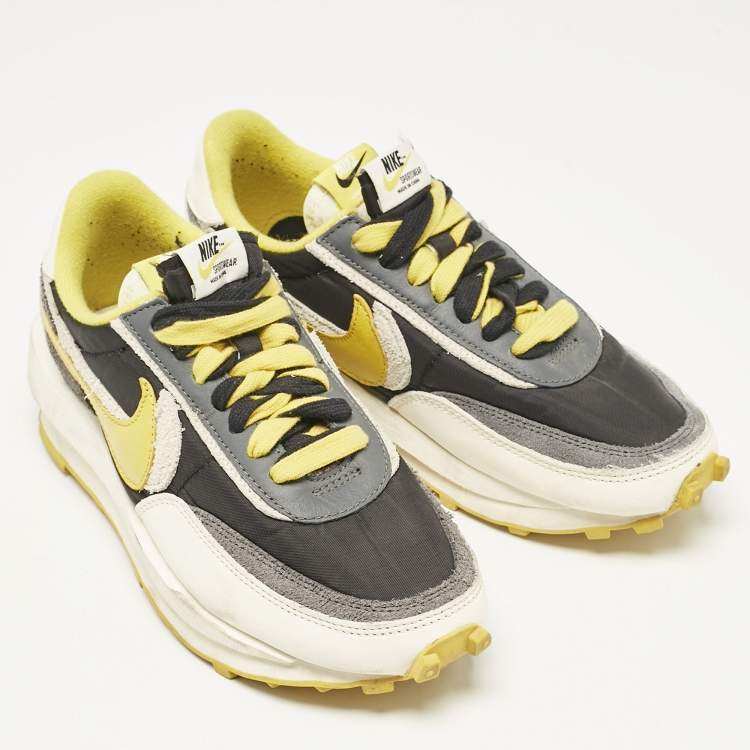 Pre Owned Nike x Sacai Multicolor Leather and Suede LD Waffle Undercover Black Bright Citron Sneakers Size 38.5