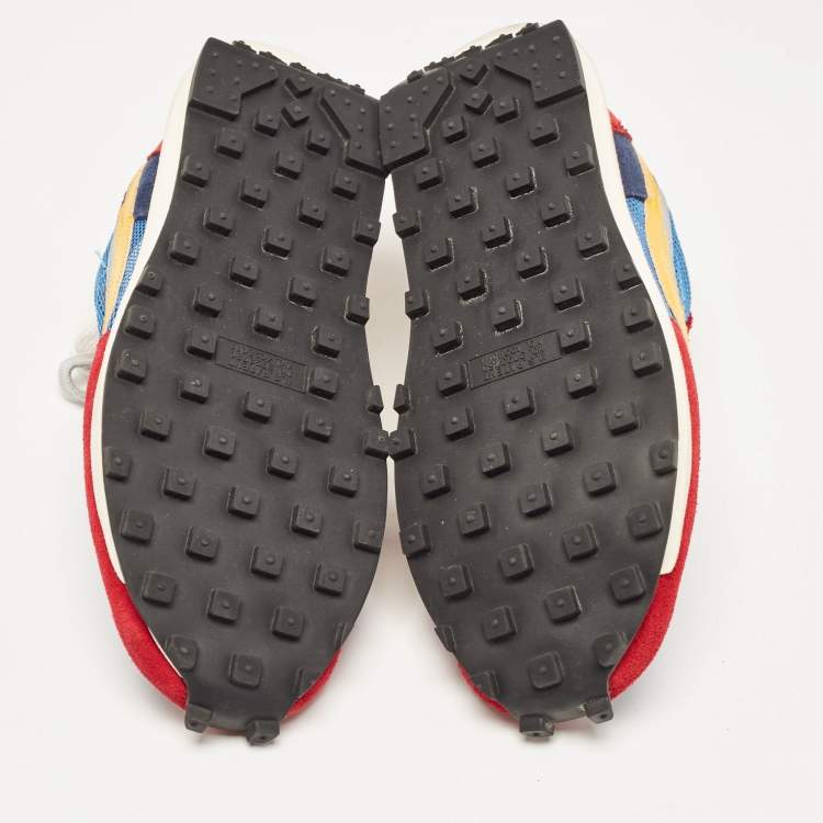 Pre Owned Nike x Sacai Multicolor Leather and Suede  LD Waffle Varsity Blue Sneakers Size 38