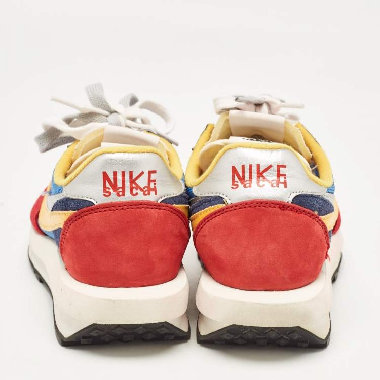 Pre Owned Nike x Sacai Multicolor Leather and Suede  LD Waffle Varsity Blue Sneakers Size 38