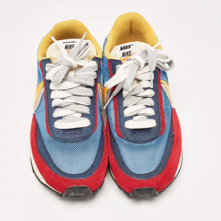 Pre Owned Nike x Sacai Multicolor Leather and Suede  LD Waffle Varsity Blue Sneakers Size 38