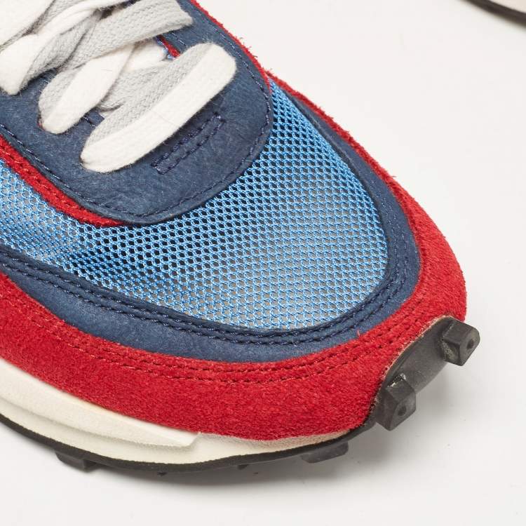Pre Owned Nike x Sacai Multicolor Leather and Suede  LD Waffle Varsity Blue Sneakers Size 38