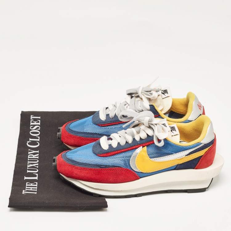 Pre Owned Nike x Sacai Multicolor Leather and Suede  LD Waffle Varsity Blue Sneakers Size 38