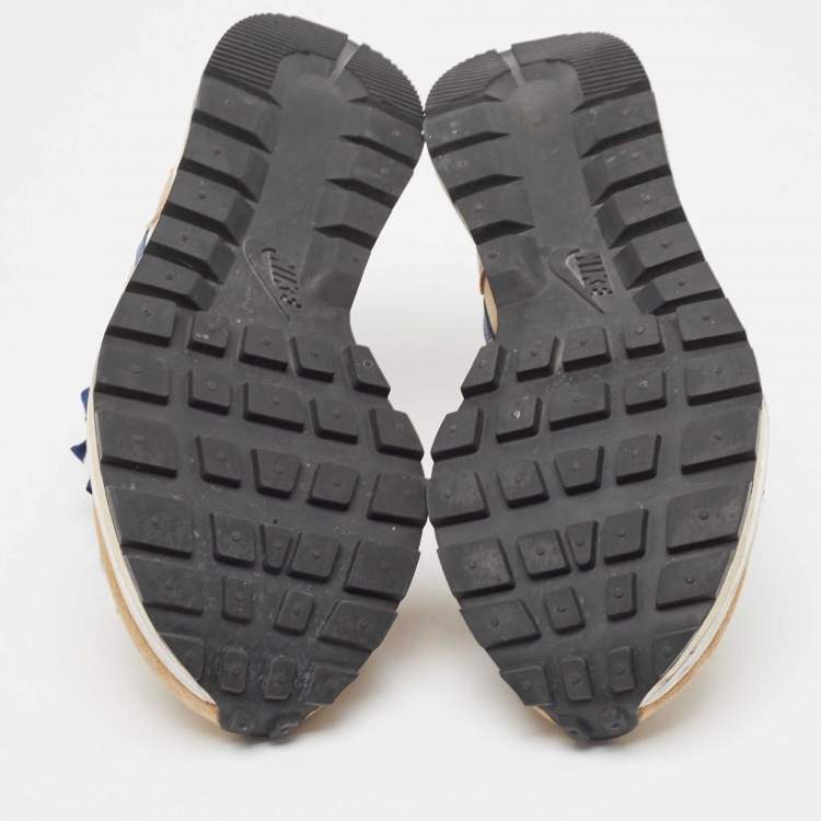 Pre Owned Nike x Sacai Multicolor Leather and Fabric Vaporwaffle Sesame Blue Void Sneakers Size 38