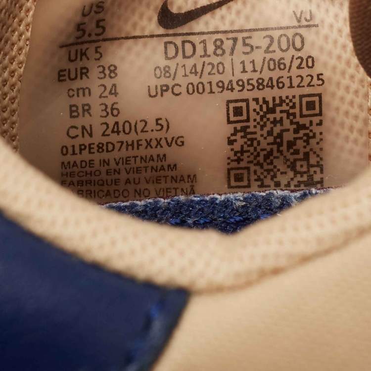 Pre Owned Nike x Sacai Multicolor Leather and Fabric Vaporwaffle Sesame Blue Void Sneakers Size 38