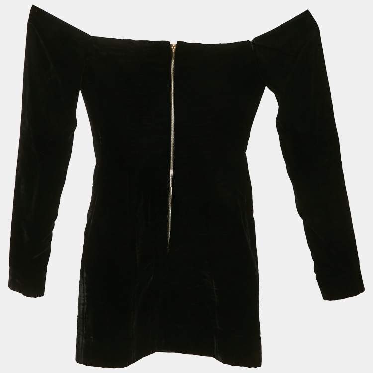 Pre Owned Nina Ricci Velvet Tulle Trim Velvet Mini Dress XXS