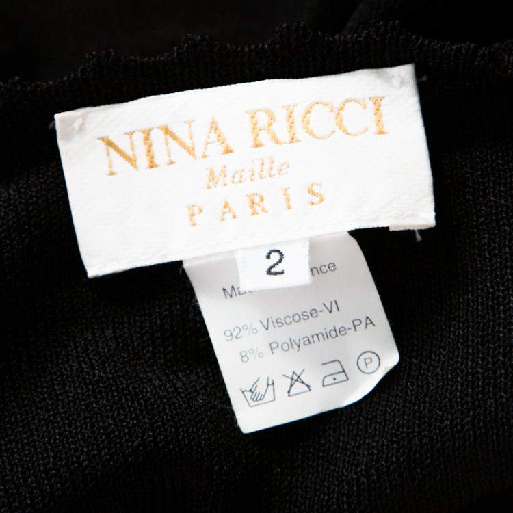 Pre Owned Nina Ricci Black Floral Embroidered Knit Sleeveless Top S 