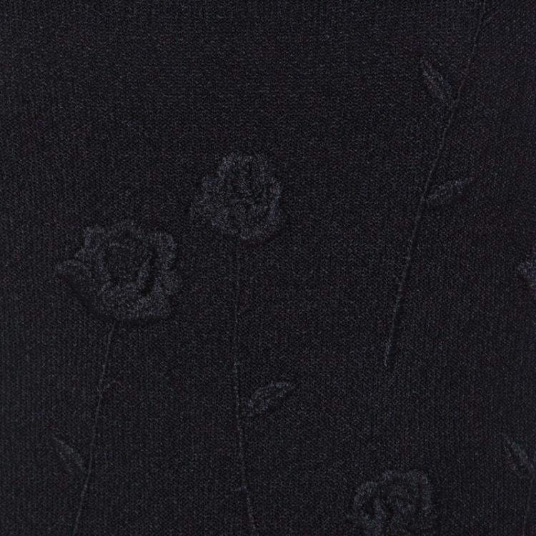 Pre Owned Nina Ricci Black Floral Embroidered Knit Sleeveless Top S 