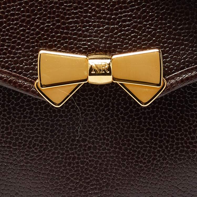 Pre Owned Nina Ricci Brown Leather Flap Shoulder Bag