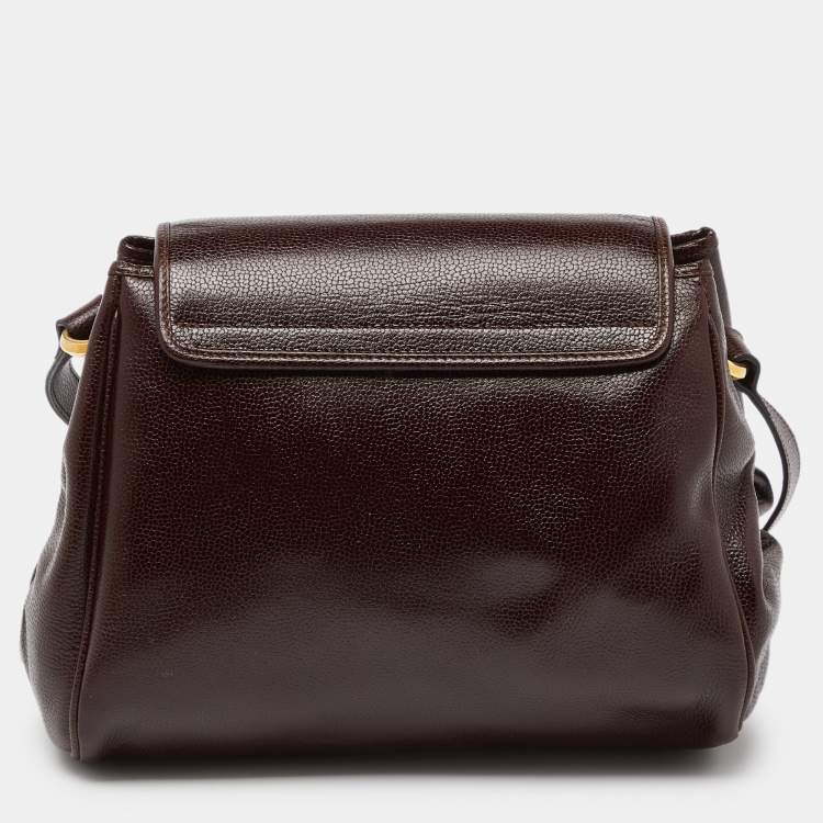 Pre Owned Nina Ricci Brown Leather Flap Shoulder Bag
