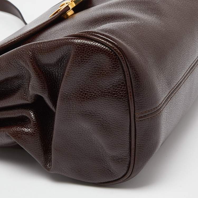 Pre Owned Nina Ricci Brown Leather Flap Shoulder Bag
