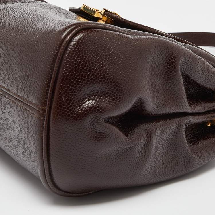 Pre Owned Nina Ricci Brown Leather Flap Shoulder Bag