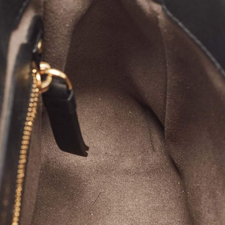 Pre Owned Nina Ricci Black Leather and Suede Marché Chain Shoulder Bag