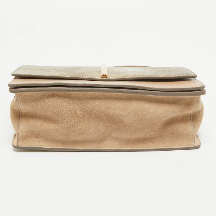 Pre Owned Nina Ricci Gold/Beige Leather and Suede Arc Shoulder Bag