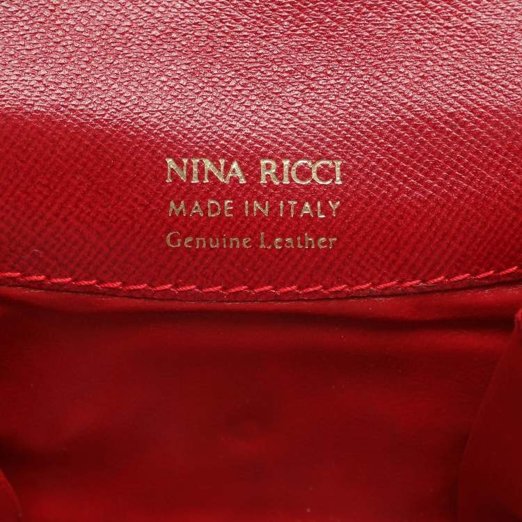 Pre Owned Nina Ricci Red Leather Card Case Wallet
