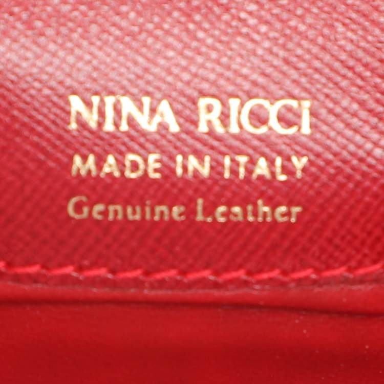 Pre Owned Nina Ricci Red Leather Card Case Wallet