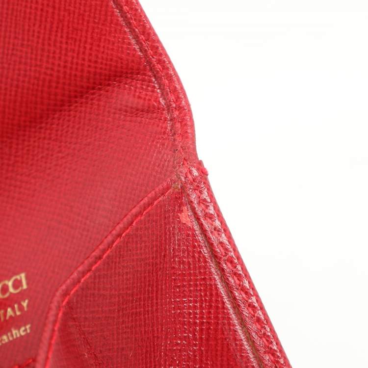 Pre Owned Nina Ricci Red Leather Card Case Wallet