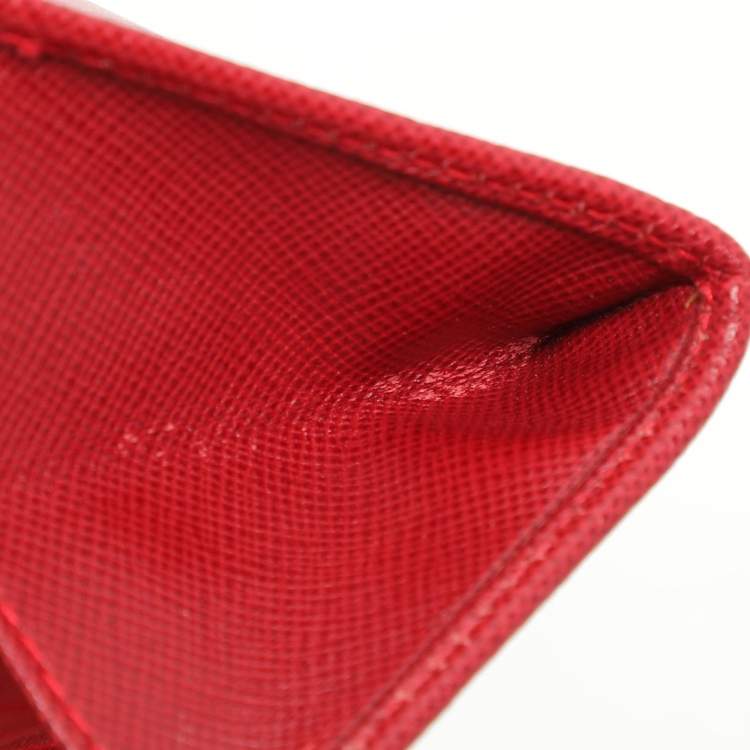 Pre Owned Nina Ricci Red Leather Card Case Wallet